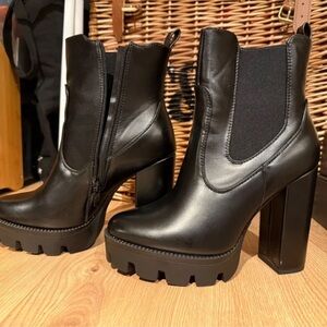 Demonia Sleek Black Platform Heeled Boots